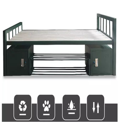Pulver beschichtete starke Armee Gray Green Color Steel Bed mit unterem Schließfach