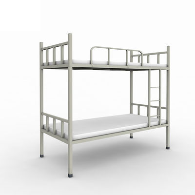 Schlafsaal-Doppelschicht-Antibeleg-Gray Color Metal Bunks With-Leiter