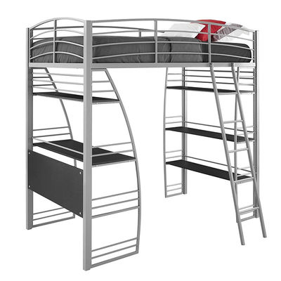 Schlafsaal-Schulgraues Einzelbett-Stahletagenbett mit Studien-Schreibtisch und Regal