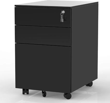 3 Fach-Schwarz-mobile Metallcab-datei mit Anti-Neigungs-Mechanismus