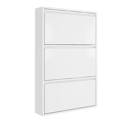 Weißes moderner Entwurfs-Metallspeicher-Kabinett 3 Schichten Schuhregal-Stahlschrank-