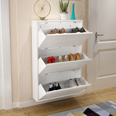 Weißes moderner Entwurfs-Metallspeicher-Kabinett 3 Schichten Schuhregal-Stahlschrank-