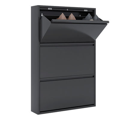 Moderne Metallspeicher-Kabinett-Möbel-schwarzes Hauptstahlschuhregal-Kabinett