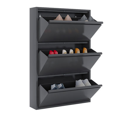Moderne Metallspeicher-Kabinett-Möbel-schwarzes Hauptstahlschuhregal-Kabinett